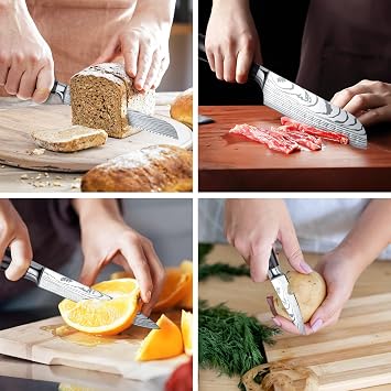 Knife Set 8-Piece Kitchen Knife Set Made of High-Quality Stainless Steel Ultra Sharp Knife Set with Ergonomic Handle Gift Box Very Suitable for Home and Restaurant Cooking