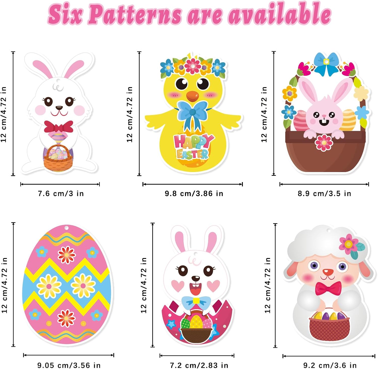 72 Pcs DIY Easter Stickers Hanging Decorations, Package Includes 24 Stickers, 24 DIY Hanging Cards, 24 Ribbons, Easter Gifts for Kids