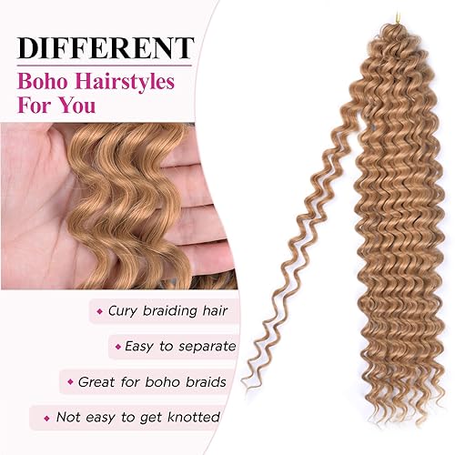 Miniatura 6 de Extensiones de cabello rizado con ganchillo con ondas oceánicas, paquete de 6 unidades, 22 pulgadas, #27 (22 pulgadas, paquete de 6, #27)