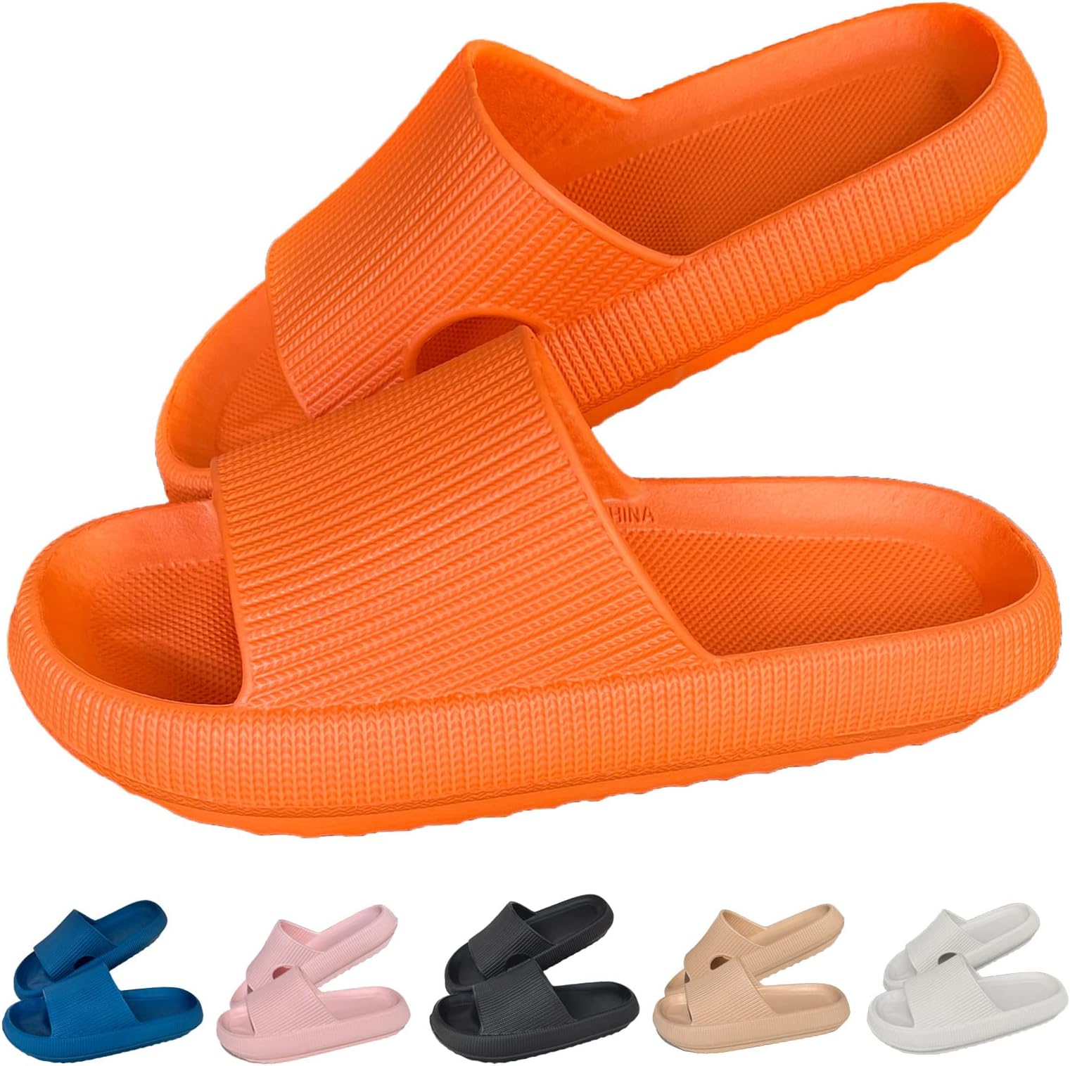 HOPEMECloud Sliders Women Men Cushiony Slippers with Thick Outsole, Anti-Slip and Waterproof Pillow Sliders for Bathroom, Pool and Outdoor