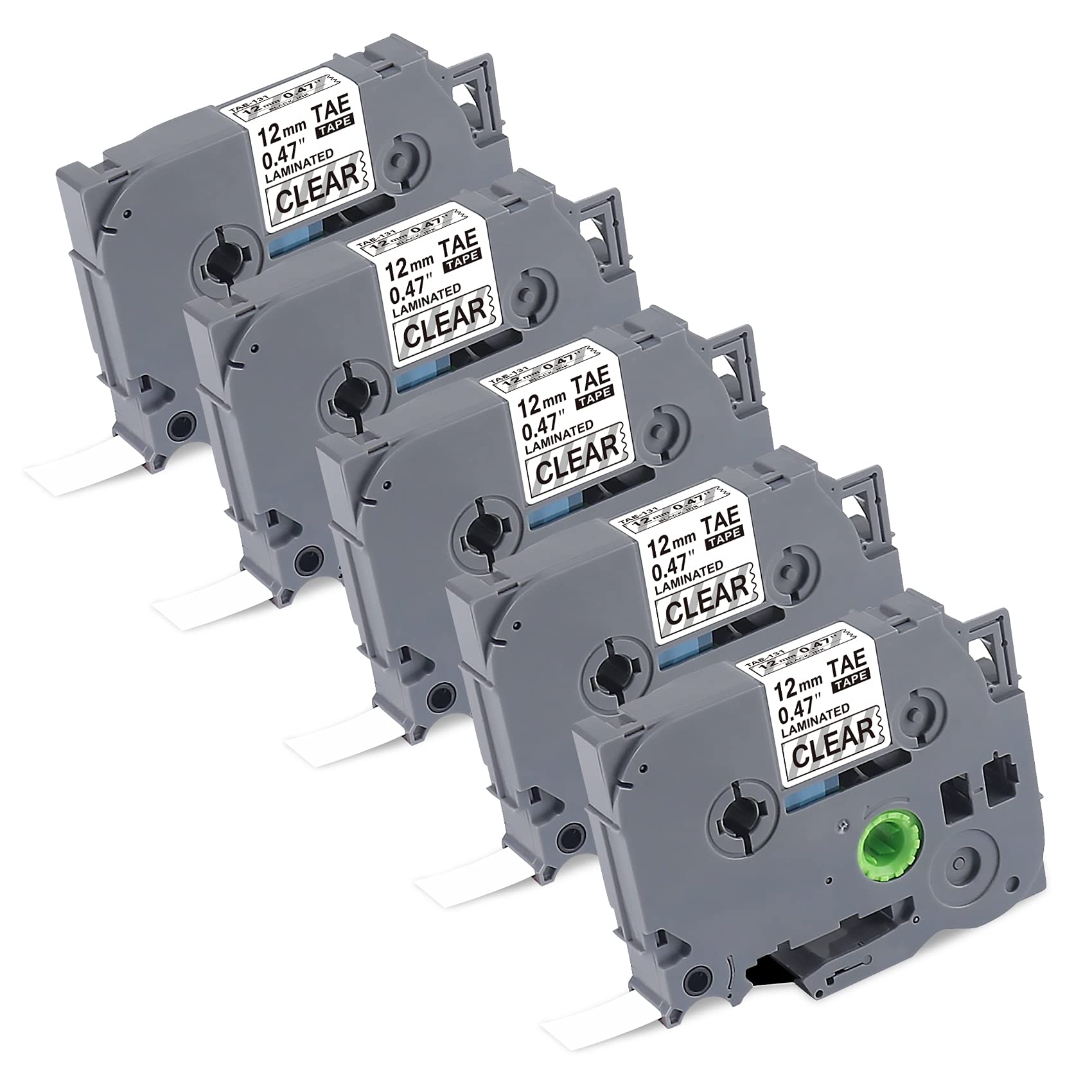 BOYEEZONTZe-131 Compatible for Brother Label Printer Tape Tze131 Tz131 Black on Clear Tape 12mm 0.47 Laminated Transparent for Brother P Touch Label Maker PT-1000 1010 H101C H110 H105, 5-Pack