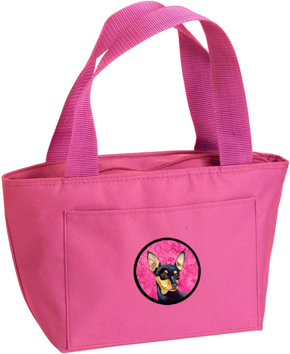 Caroline's Treasures LH9380PK-8808 Pink Min Pin Lunch Bag Insulated Lunch Box Tote Bag for Women Adult Men, Reusable, Large, Multicolor