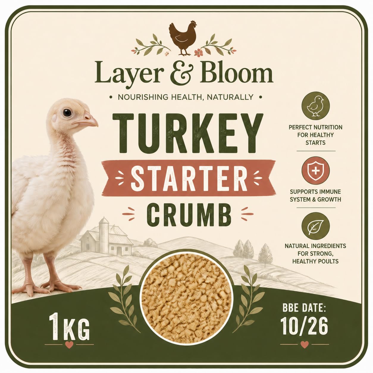 1kg Turkey Starter Crumb, Natural Ingredients, Supports Immune System & Growth