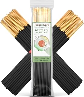White Tea and Thyme Exotic Incense Sticks 7 Inch - Bulk 1 Bundle 85 to 100 Sticks - Natural 7" Long Lasting Aroma That Burns for 30 to 45 Minutes.