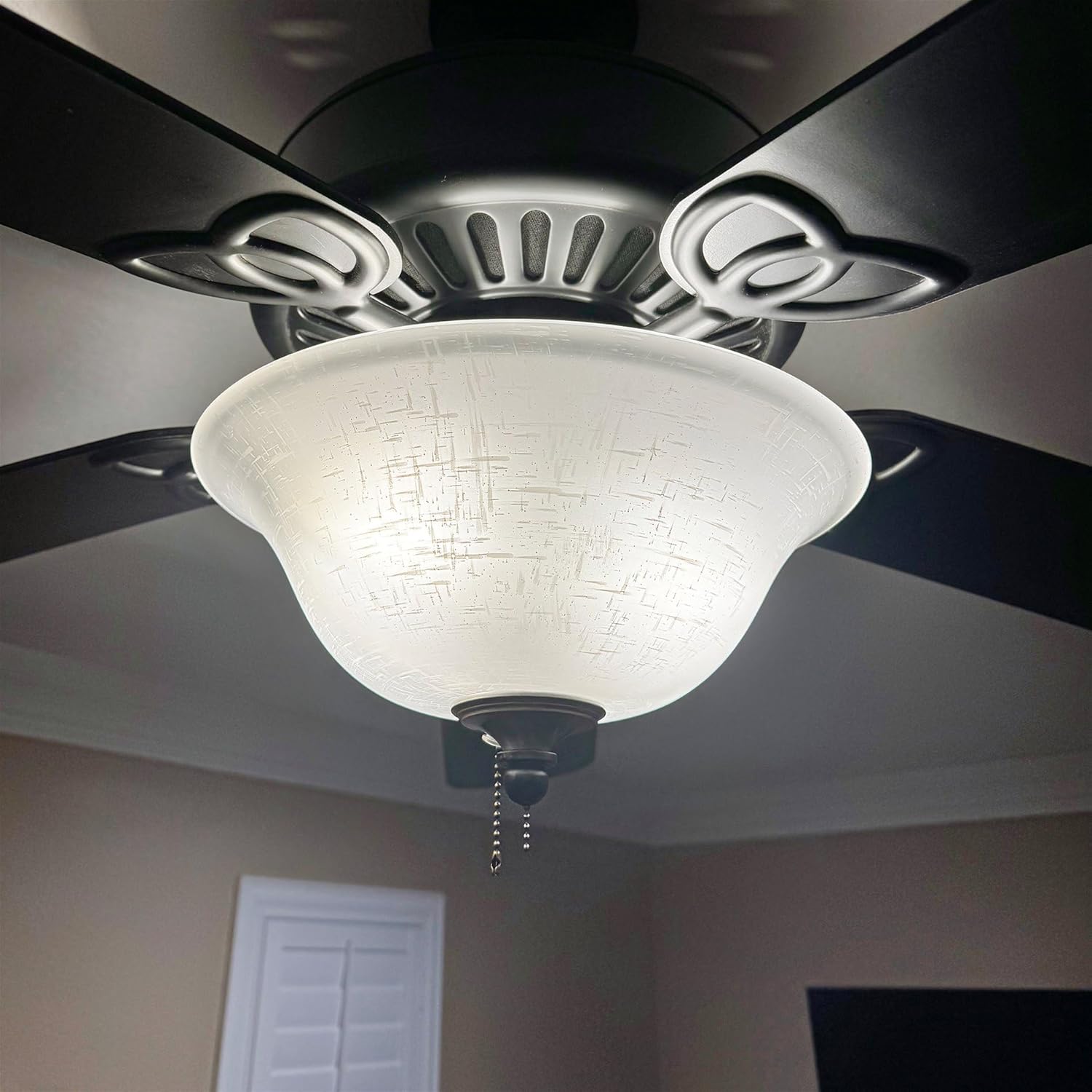 Kira Home 13" Ceiling Fan Globe Replacement, White Linen Glass Bowl Upgrade, Glass Shade Compatible w/Hunter - Hampton Bay - Harbor Breeze Fans & More, 12.75" (D) x 4.25" (H)