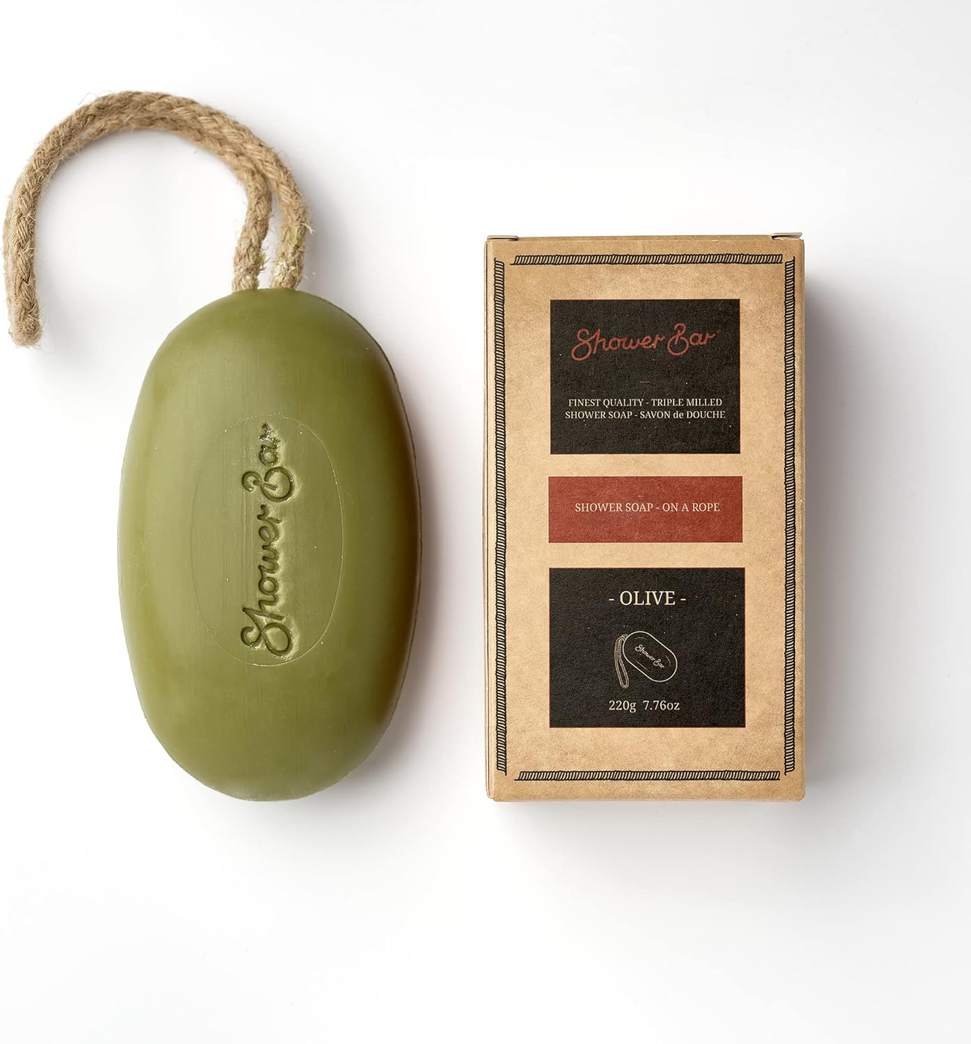 Shower Bar Olive Scented Shower Soap on a Rope Body Wash with Shea