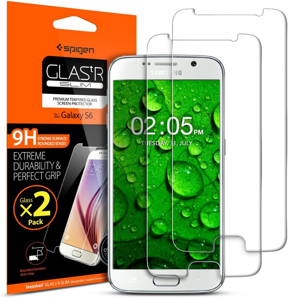 Spigen Galaxy S6 Screen Protector Tempered Glass 2 Pack for Samsung Galaxy S6