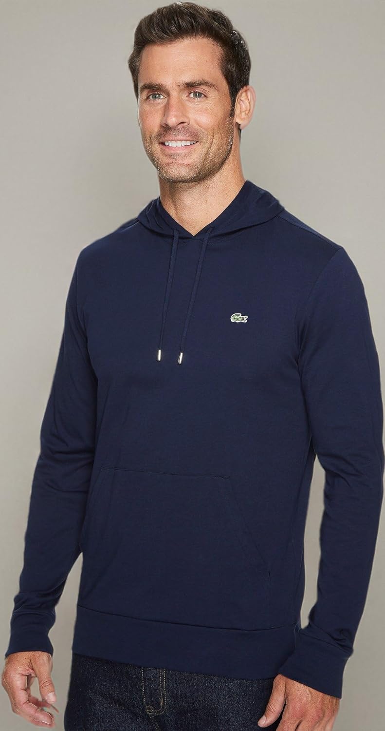 Lacoste Long Sleeve Hoodie Jersey Tee W/Central Pocket, Th9349 Shirt - Image 4