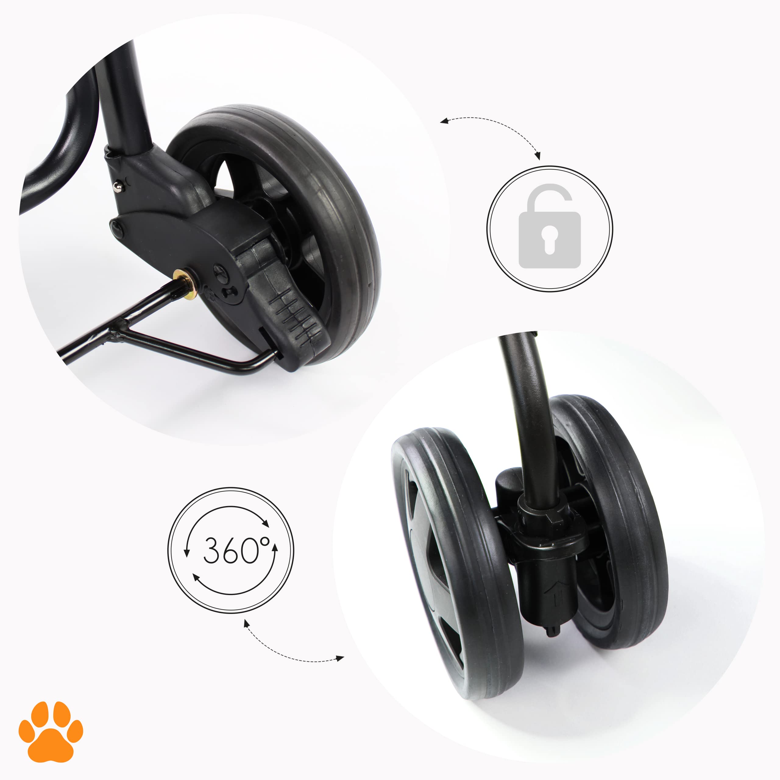 Modelo COCO 2 IN1 – Carrito de paseo perros hasta 15kg, cesta adicional para las compras o los accesorios de tu mascota, fácil de plegar y con ruedas flexibles diseño moderno