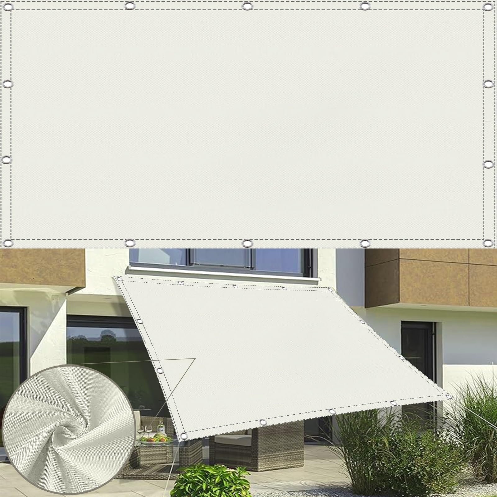 Voile d'ombrage anti-UV 3.7 x 5 m pour protéger pergola et garage