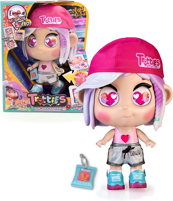 Trotties - Emma Luces Mágicas, muñeca Pelo Morado de Nueva York, Tiene Zapatillas con Luces de Colores y Sonido, Emoji Eyes, 3 años, Famosa (TFT11000) con descuento