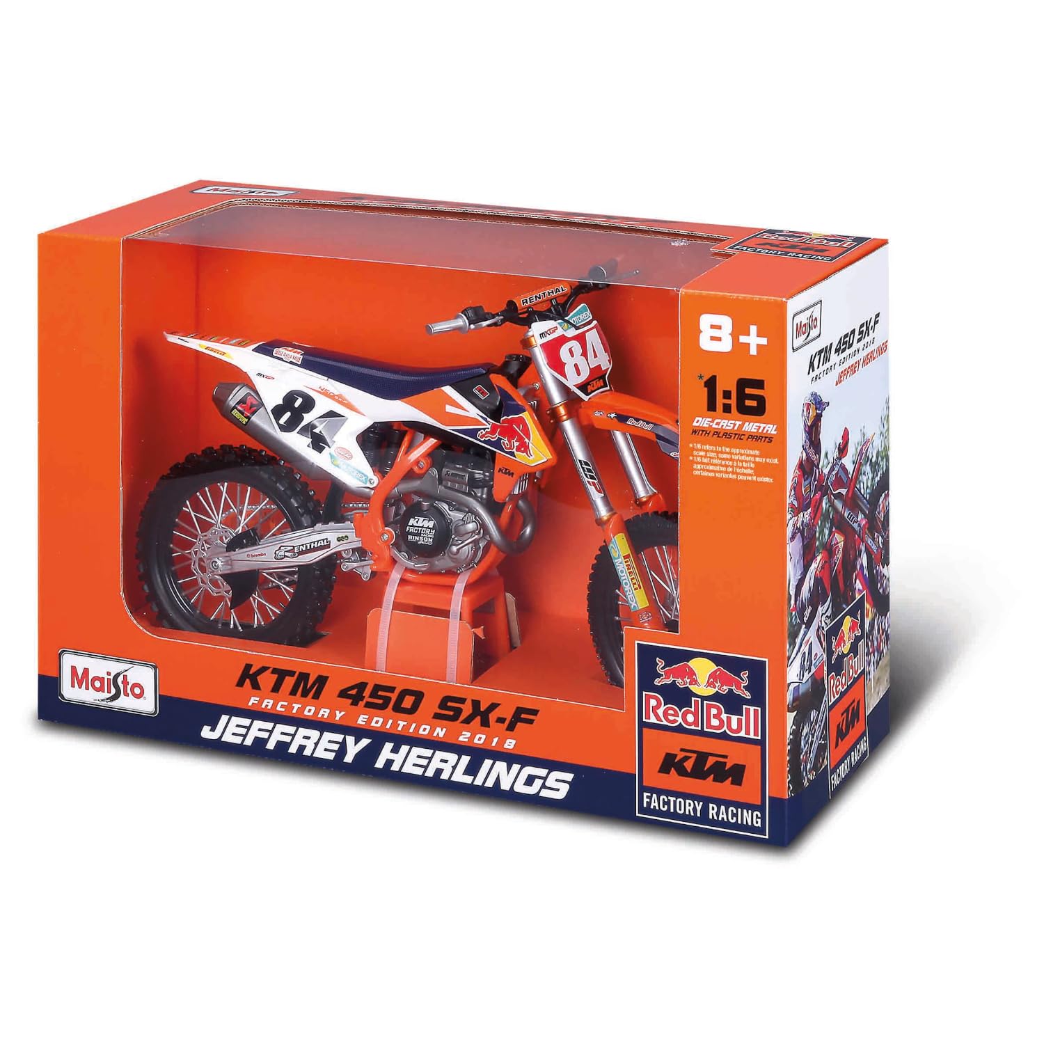 Burago Maisto Moto Red Bull KTM Supercross Sx450, Multicolore, ‎39.4 X 16 X 24.8 Cm