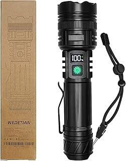 Lanterna LED de alta potência 30.000 lúmens, recarregável USB tática militar XHP70.2 com zoom e COB, IPX67 impermeável 5 modos portátil (1 peça)