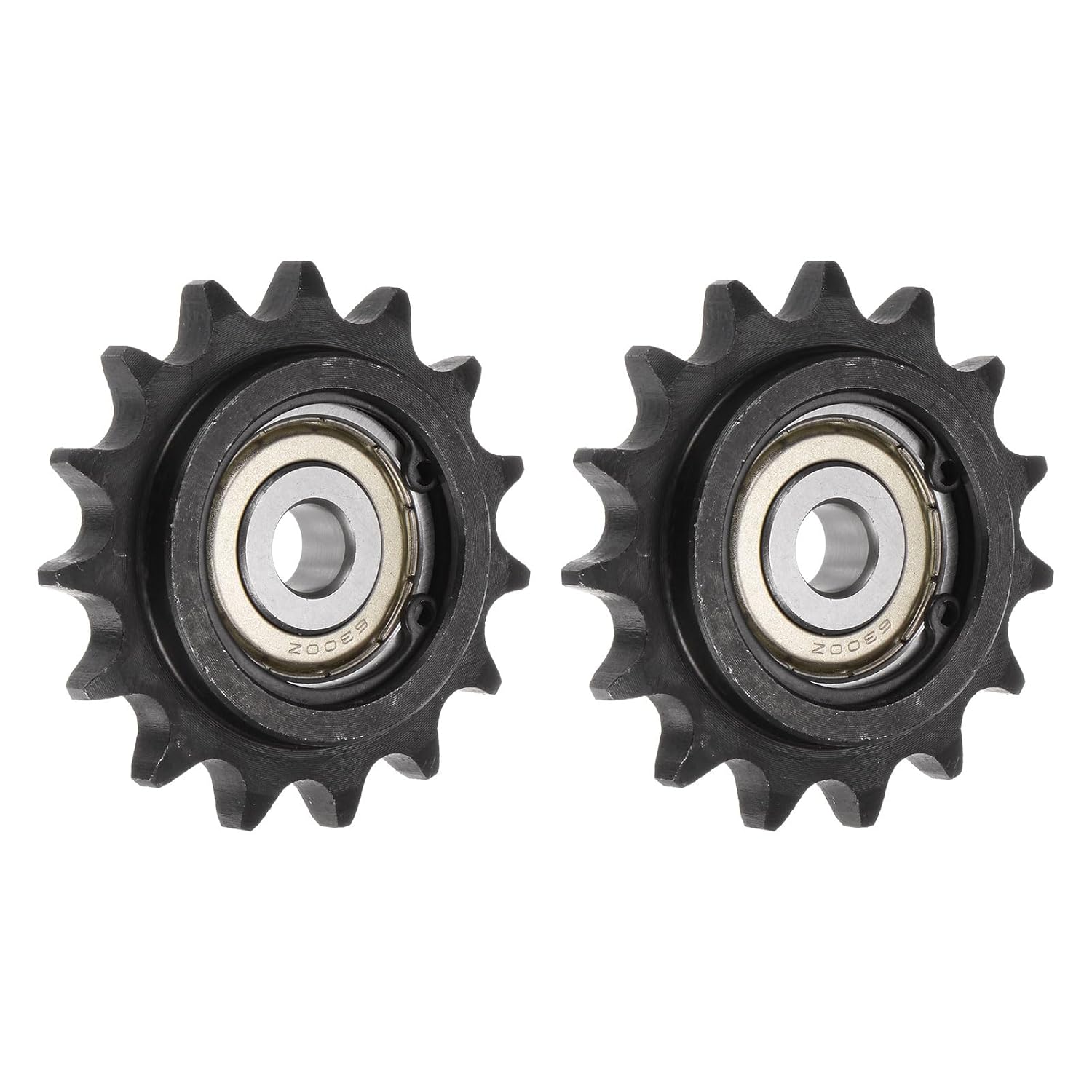 uxcell 2pcs ANSI #40 / DIN(ISO)08A Roller Chain Idler Sprocket 10mm Bore, 1/2" Pitch, Hardened 15 Tooth Tensioner Sprocket, Insert Single Bearing (B Type)