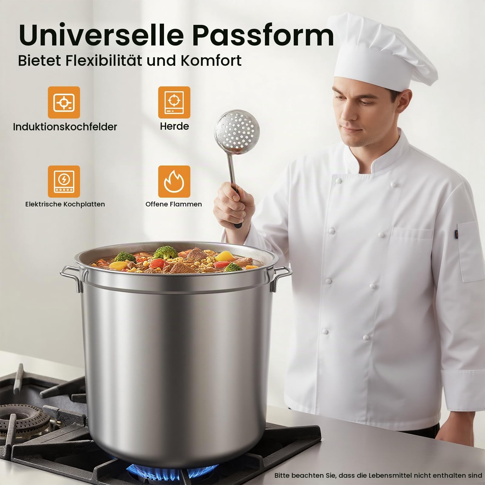 Edelstahl Fass Kochtopf, 100L Suppentopf mit Deckel und Siebkorb