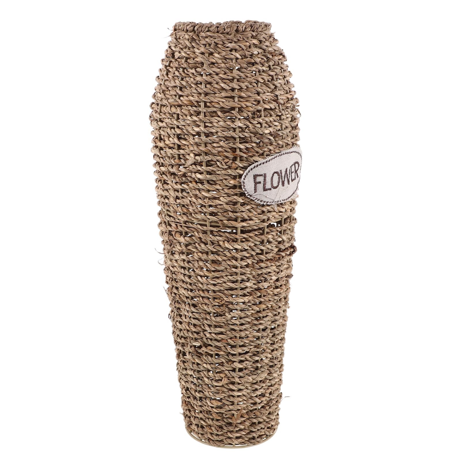 Vase en rotin tressé 42 cm grand vase sur pied pour fleurs séchées et décoration bohème salon