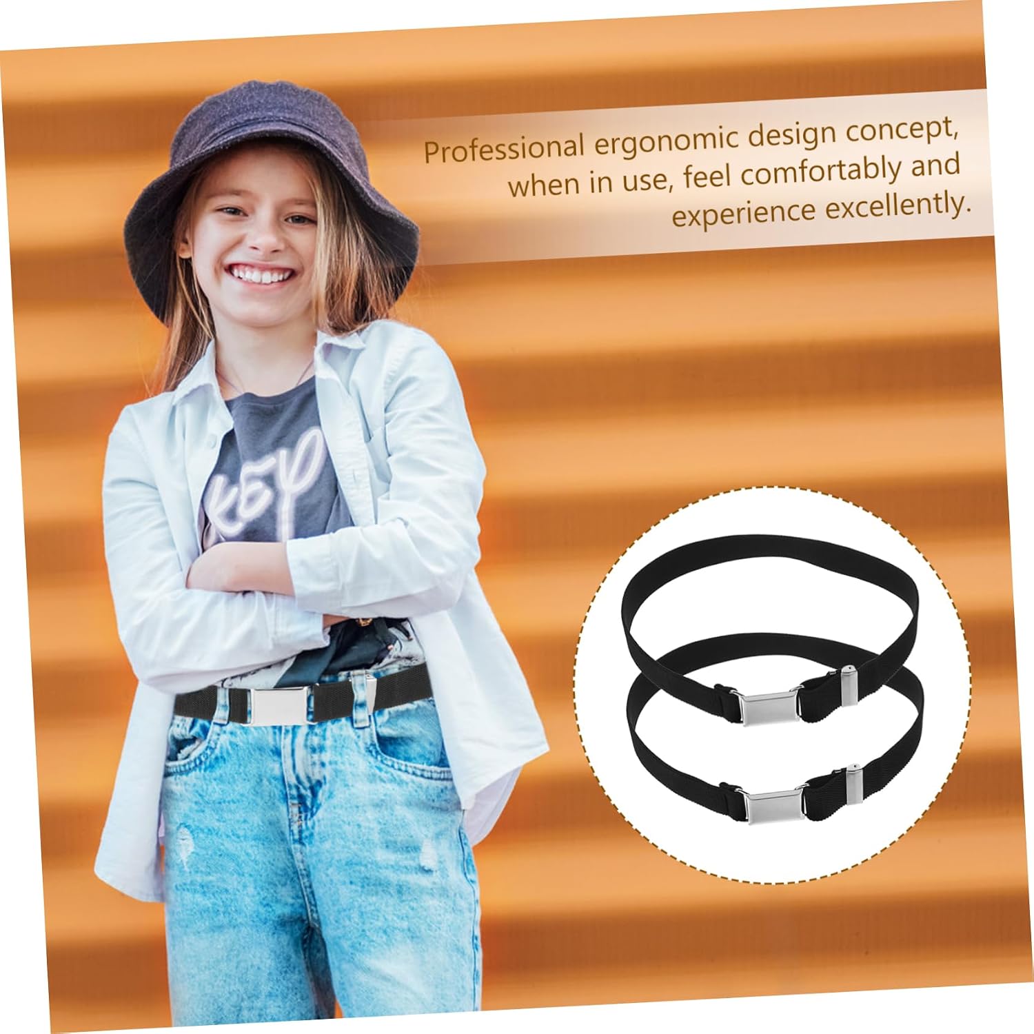 2pcs Children's Elastic Band Pants Boys Stretchy Belt Dress Belts Stretchy Belt for Girl Belts for Dress Belts for Boys Boy Belt Elastic Belts Polyester Black