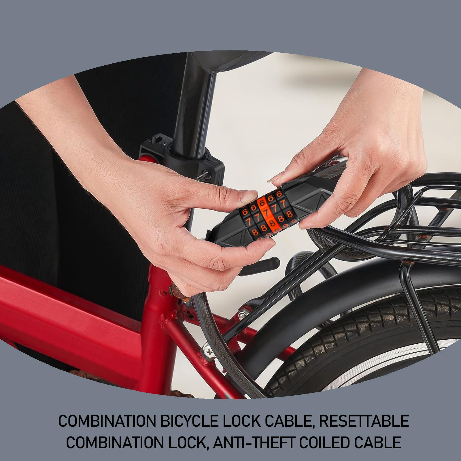 Lucchetto per Bicicletta Lucchetto 110cm/11mm Anti Taglio Antifurto a Spirale per Biciclette Numerica a 5 Cifre per Bicicletta Veicolo Elettrico Moto Trolley Serratura della Porta