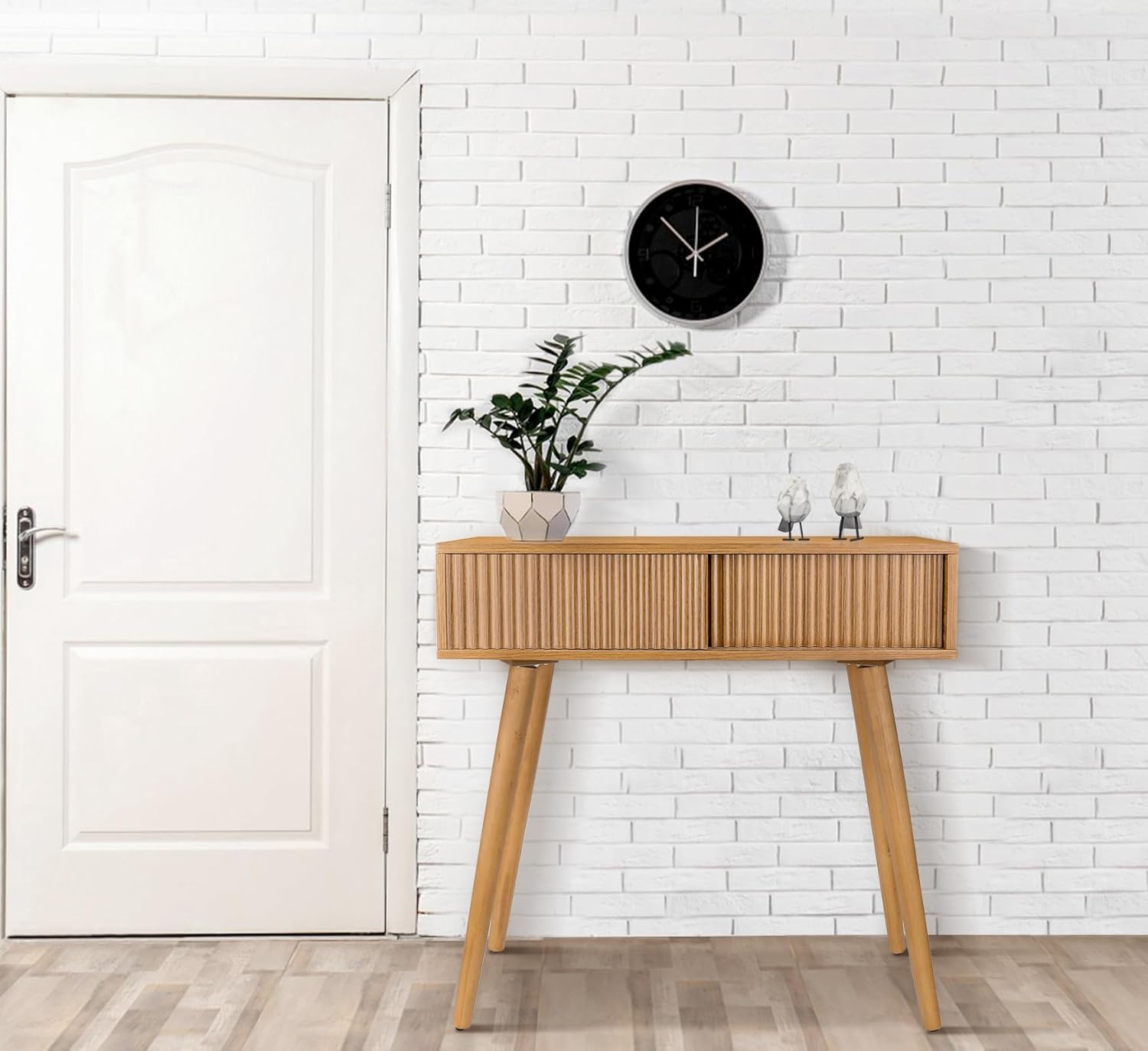 Console Table, Small Console Tables for Entryway，31" Vanity Desk Fluted Dresser Side Table, Brown Entry Table Narrow Console Table Modern Hallway Table Modern Sofa Table for Living Room