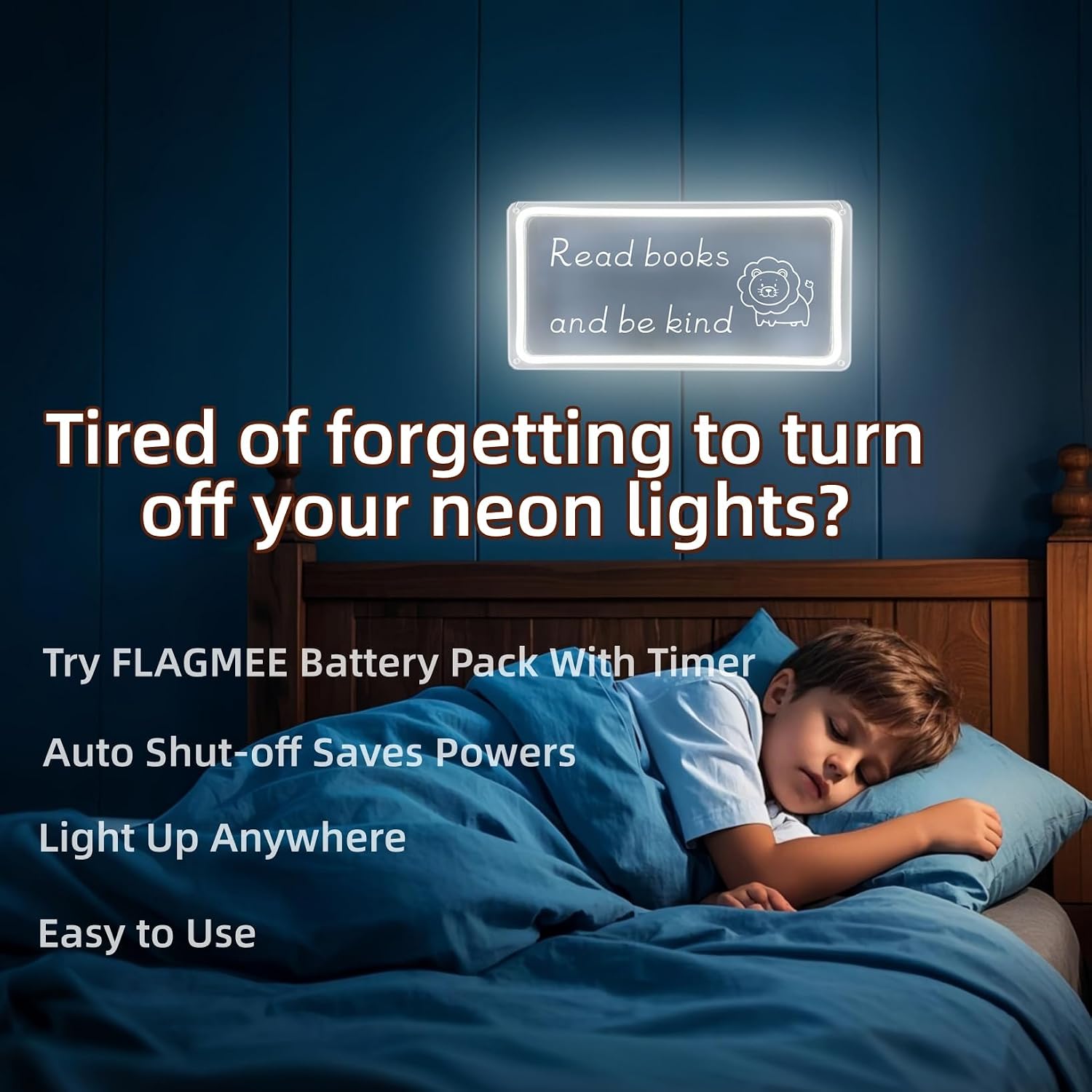 Portable Battery Pack with Timer for 5V USB Neon Signs, White Plug | Auto 2/4/8-Hour Shut-Off Timer Saves Power, USB Female Port for 5V LED Lights, Portable for Indoor/Outdoor Use.
