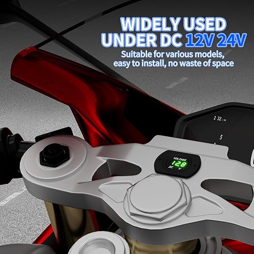 Miniatura 12 de DaierTek - Voltímetro con pantalla LED para automóvil de corriente continua de 12 a 24 V digital con panel de voltaje métrico, impermeable