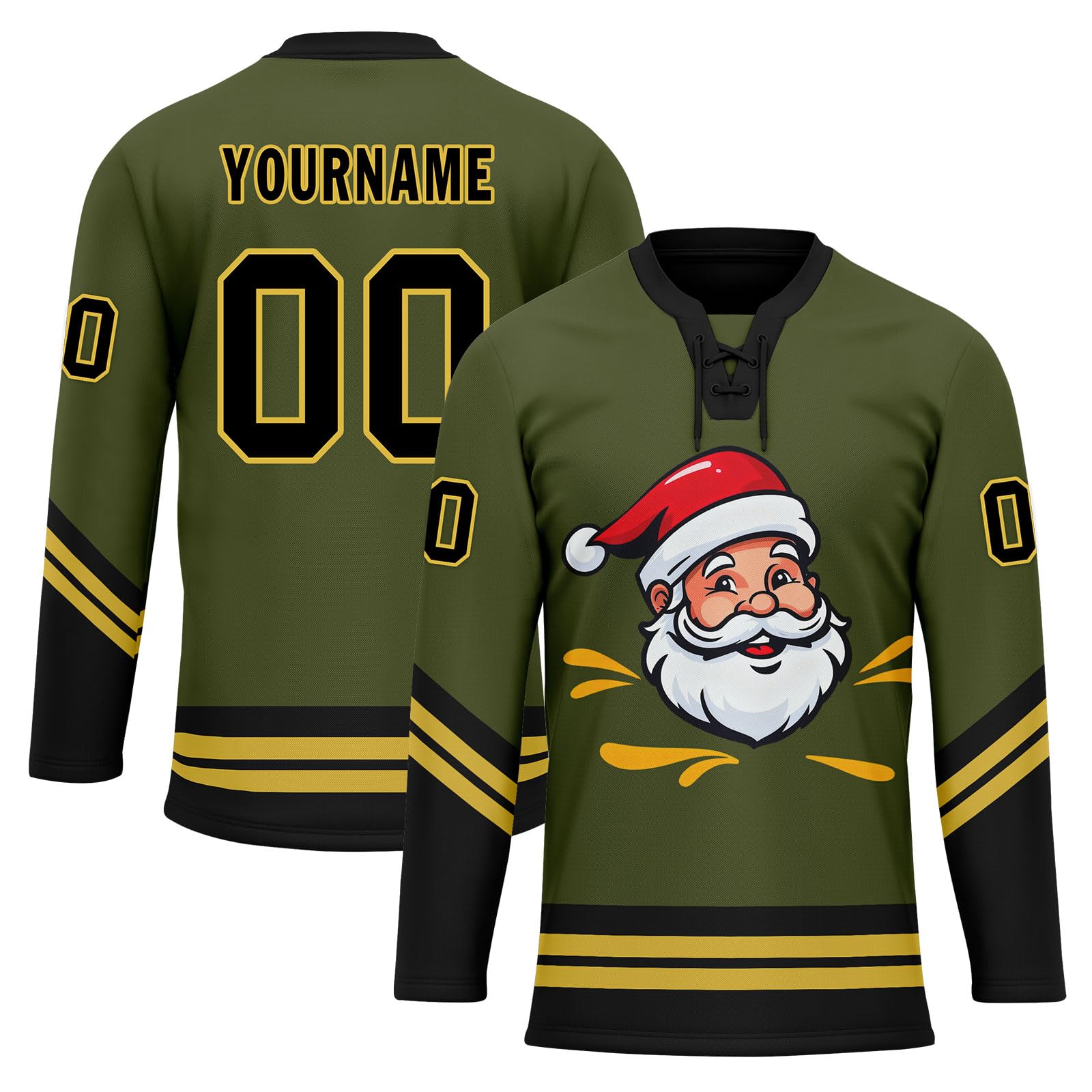 Custom Christmas Hockey Jersey for Men Women Youth, Santa Claus Ice Hockey Practice Uniform Sports Training Outfit