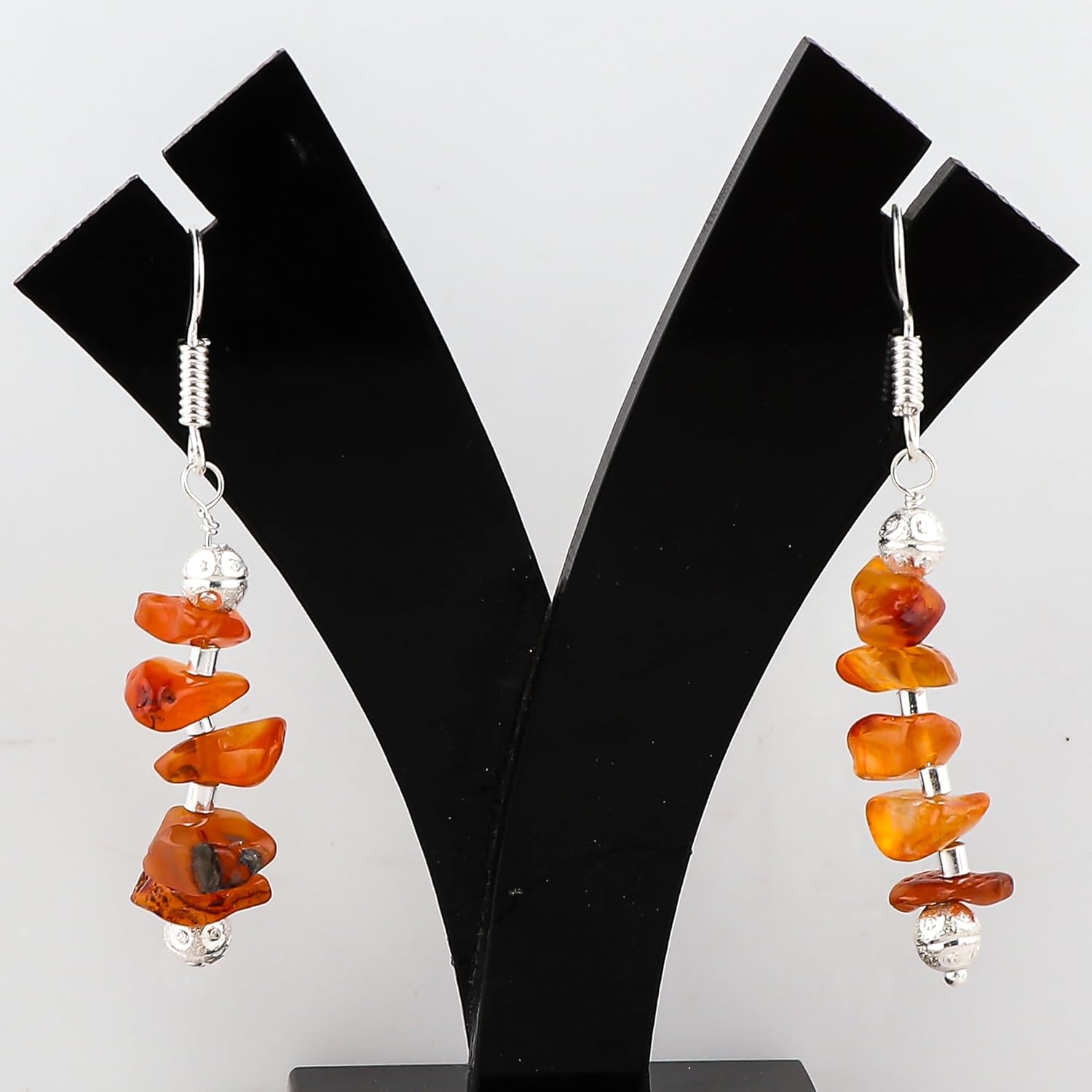 Natural Carnelian Gemstone Dangle Earrings, Handmade Beaded Drop Earrings, Healing Crystals, Bohemian Silver Jewelry Gift for Women (Approx. 1.25inch) - Image 4