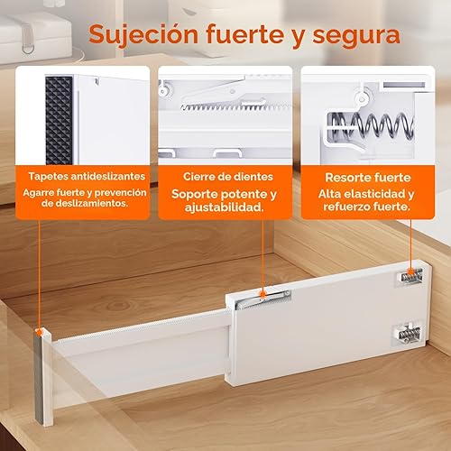 Miniatura 4 de Lifewit Paquete de 5 separadores de cajones de 4 pulgadas de alto, 11-17 pulgadas ajustables para cajones, separadores de cajones expandibles en