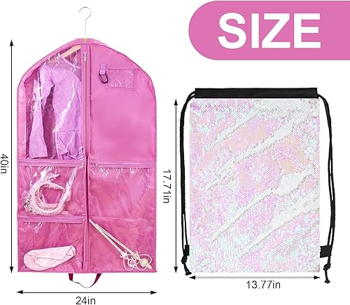Vista 23 de Bolsa de ropa colgante impermeable, bolsas de ropa de 40 pulgadas para colgar ropa, bolsas de ropa para almacenamiento de viajes, bolsa de ropa