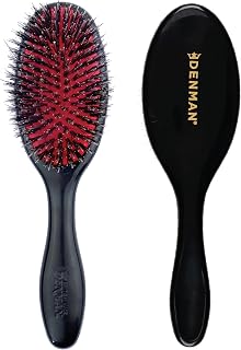 Denman Hair Brush with Cushion (Small) with Soft Nylon Boar Bristles - Pig | Travel friendly styling brush with nylon and boar bristles for smoothing, detangling, shine and flyaway control