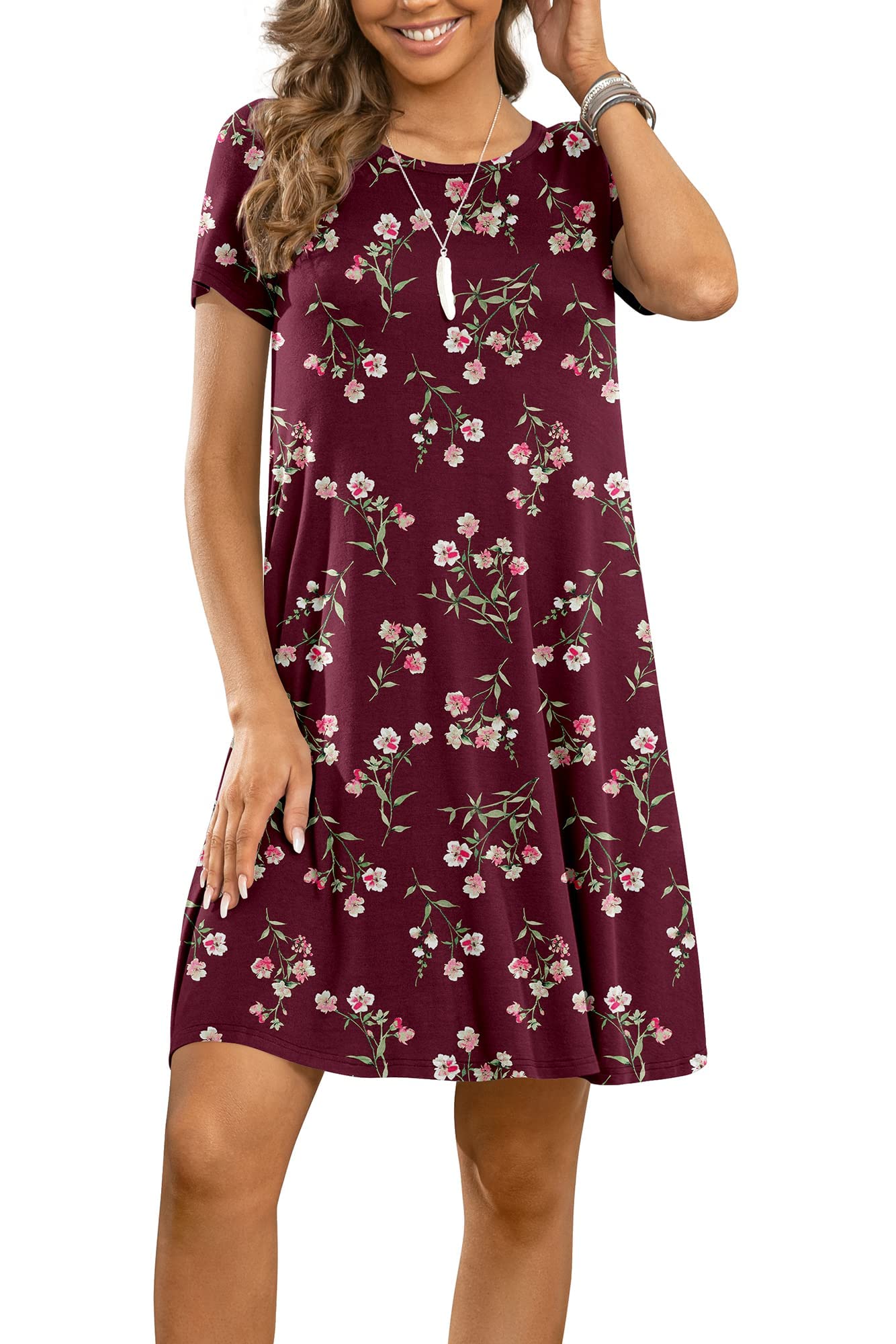Women's Summer Casual Tshirt Dresses Short Sleeve Cover ups Beach Loose Dress