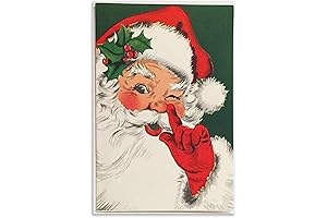 Classic Christmas Charm: Vintage Winking Santa Canvas Art for Festive Decor