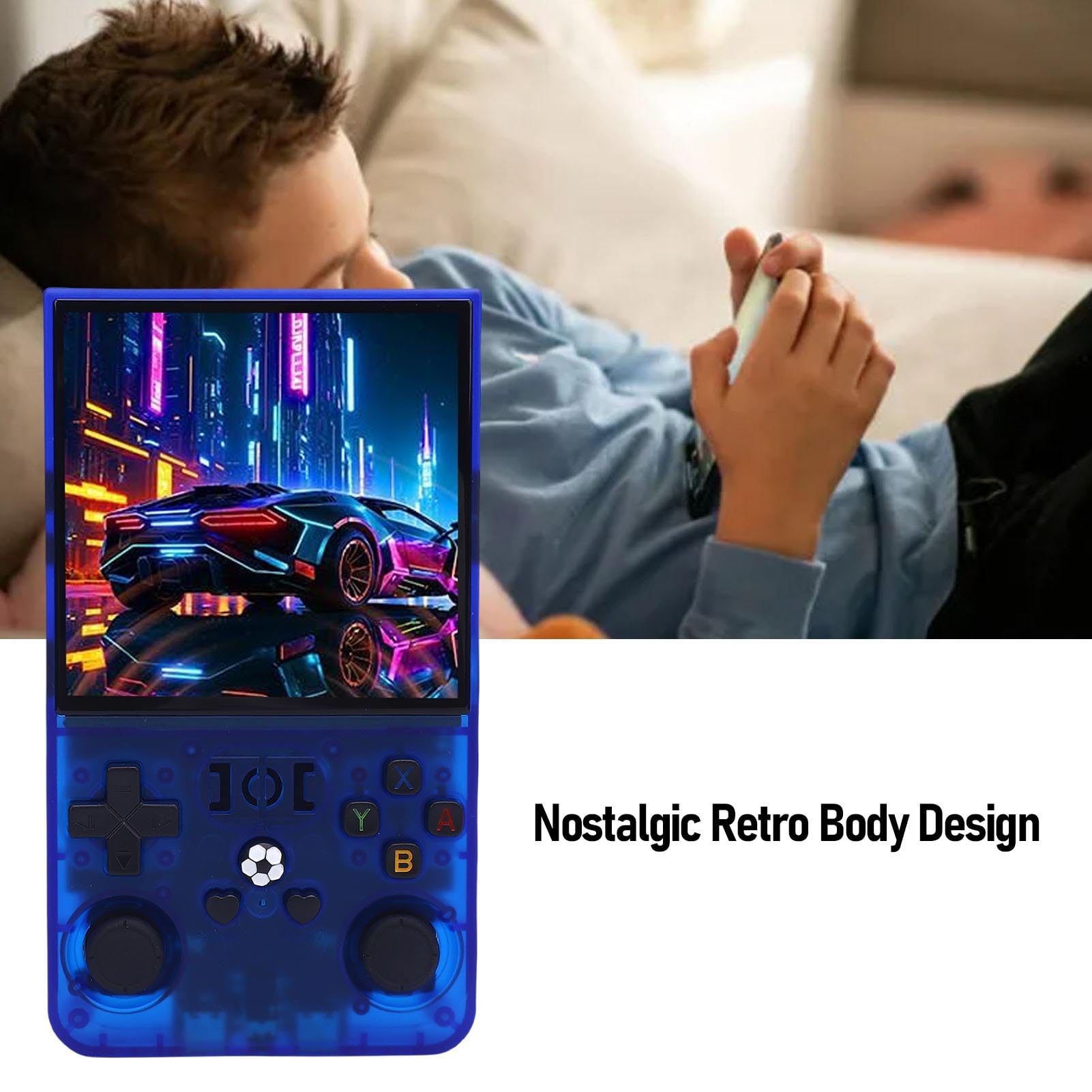Elprico Retro Handheld Game Console, Tragbare Retro-Gaming-Konsole mit 4-Zoll-HD-Bildschirm, 4000-mAh--Klassiker, Unterstützt Mehrere Mainstream-Emulatoren, Integrierte TF-Karte (64G)