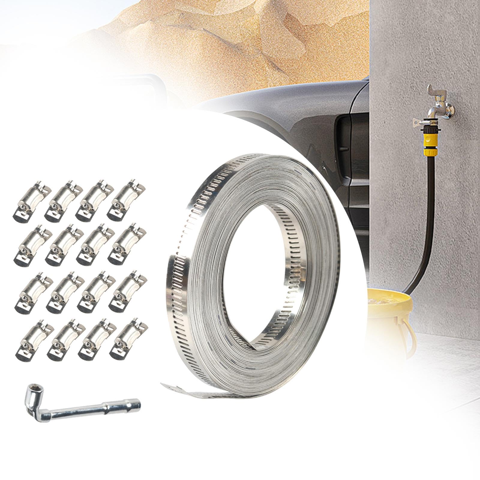 Ślimak węża ze stali nierdzewnej 304 10 m z 16 łącznikami 45 x 16 x 11 mm