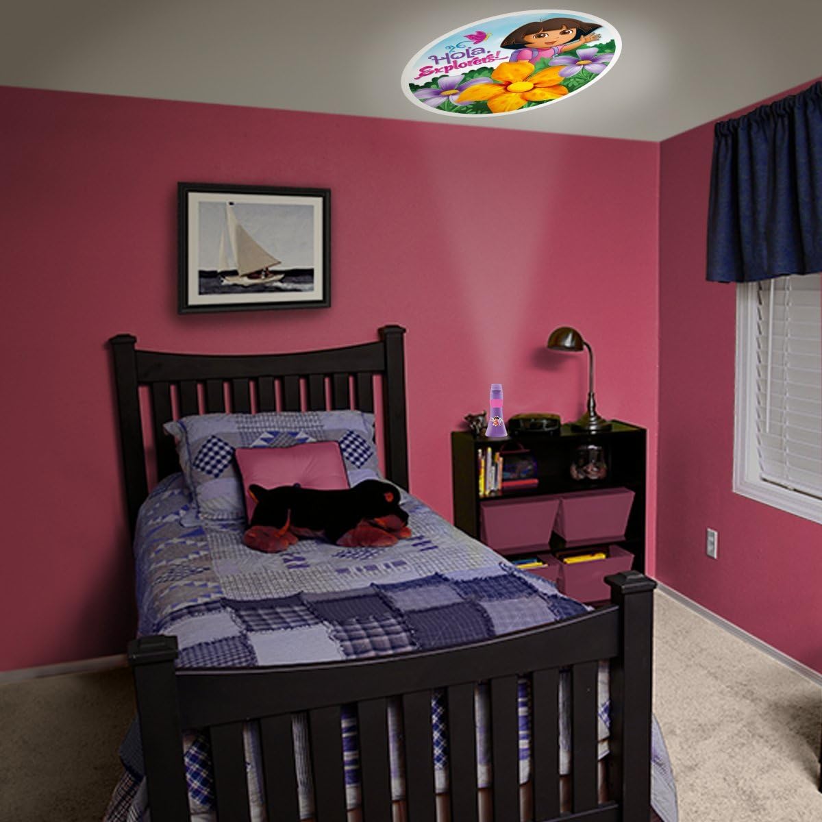 Projectables Nickelodeon Dora The Explorer LED Battery-Operated Night Light, Six-Image, 11378, Six Different Dora The Explorer Images Project onto Wall or Ceiling