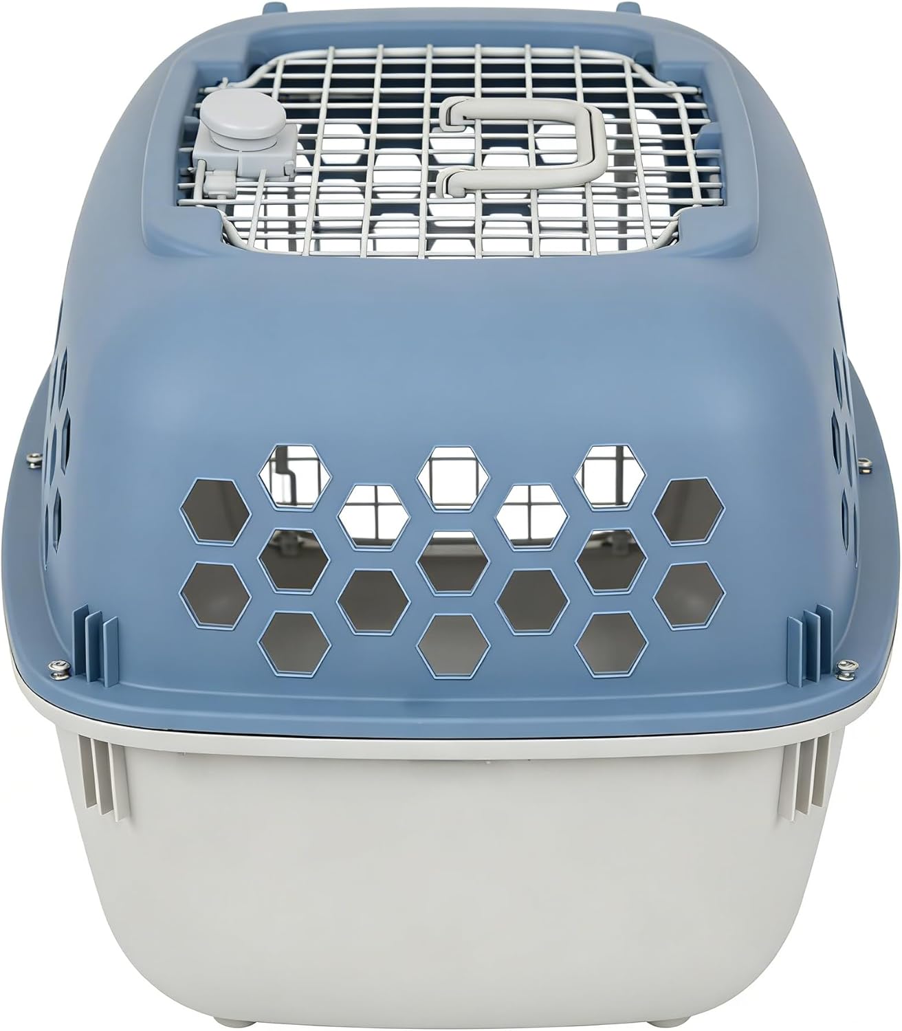 24 Inches Pet Kennel Carrier, Sturdy Portable 2-Door Top-Load Hard-Sided Pet Travel Carrier, Indoor & Travel Pet Cage, cat Kennel for Small Dogs & Cats, Blue and White