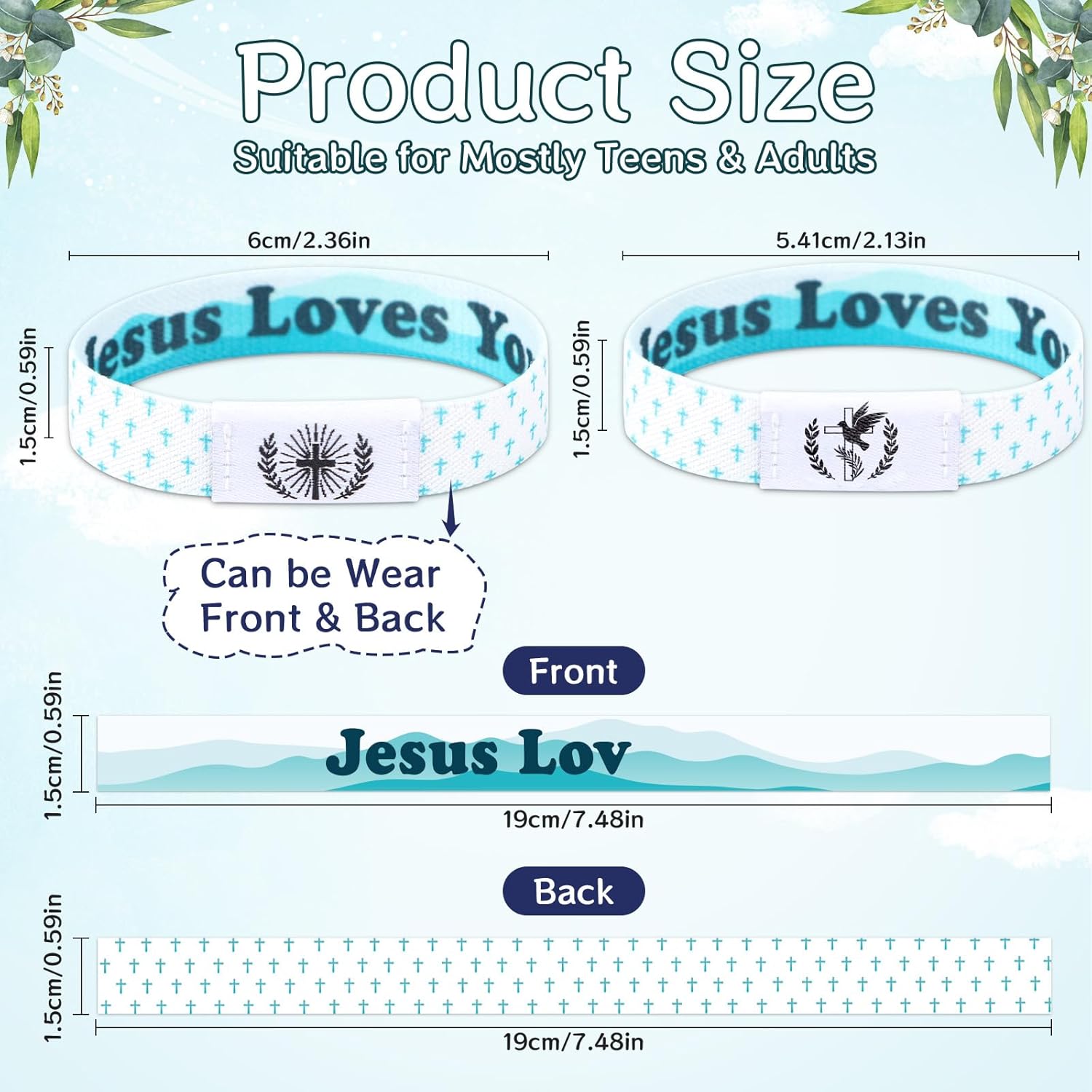 2Pcs Daily Bible Verse Bracelets,NFC Jesus Christian Cross Wristband, Inspirational Faith Spiritual Religious Gift - Image 2