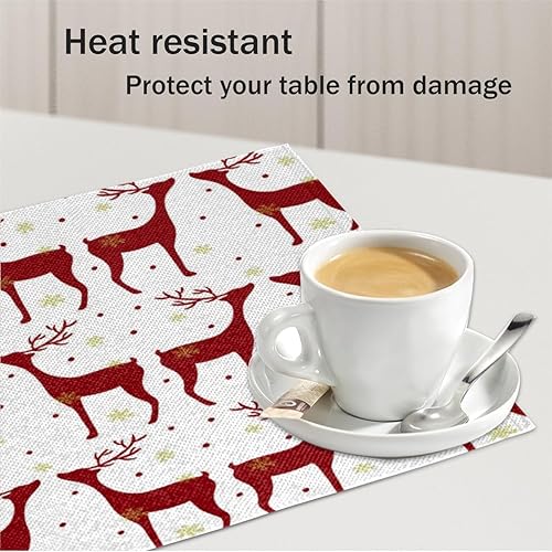 Miniatura 5 de Deer Animal Decor Placemats Set of 4 Table Mats Washable Placemat Waterproof Place Mats for Party Home Dining Table Decor 18x12 in