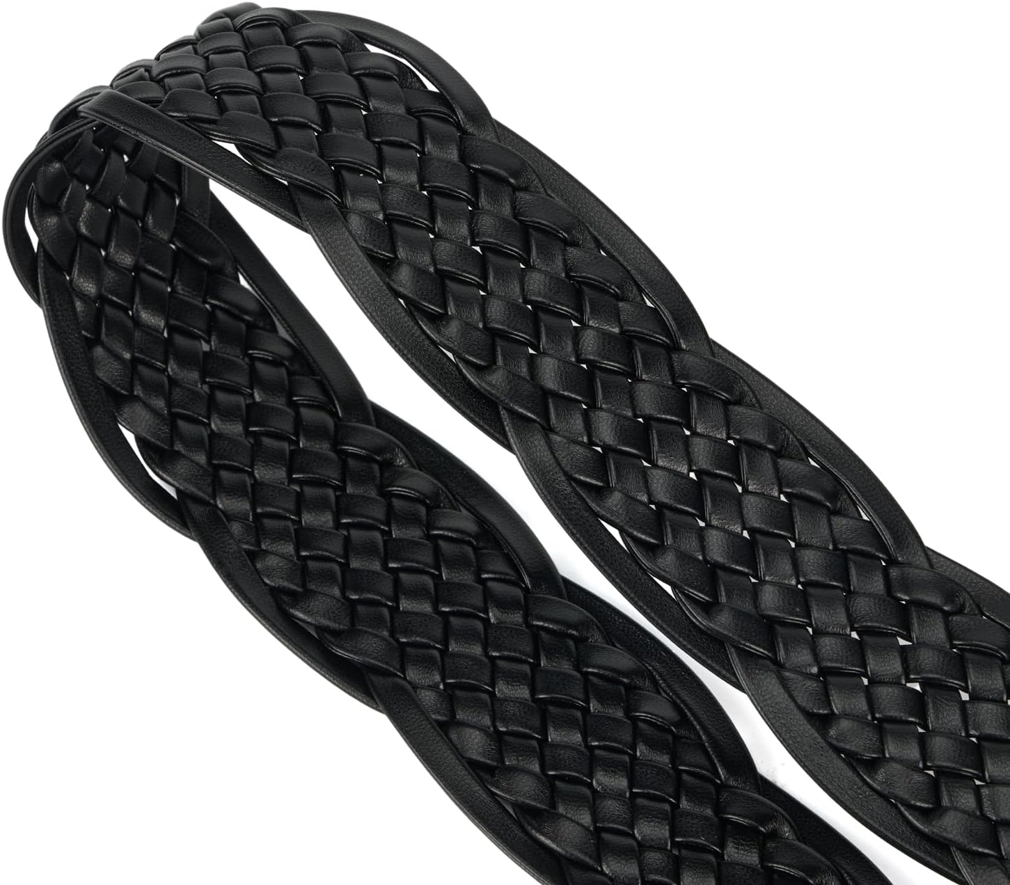 Braided belt for Women Wide Boho Woven Leather Belt Big Buckle for Dress & Jeans - Image 3