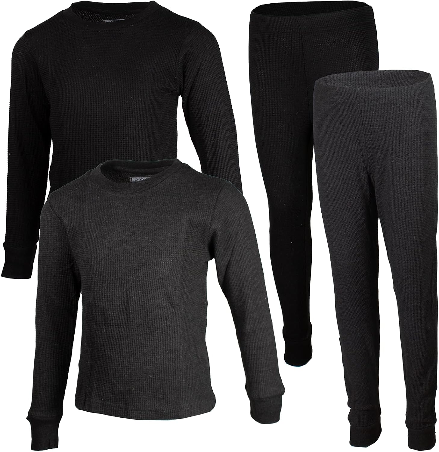 BROOKLYN VERTICAL Boys 4-Piece Thermals Set | Long Sleeve Shirt, Pants Ages 1-16