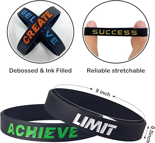 Miniatura 4 de 12 pulseras motivacionales de silicona con mensajes inspiradores para hombres y mujeres, pulseras de goma de élite, pulseras de equipo atlético de