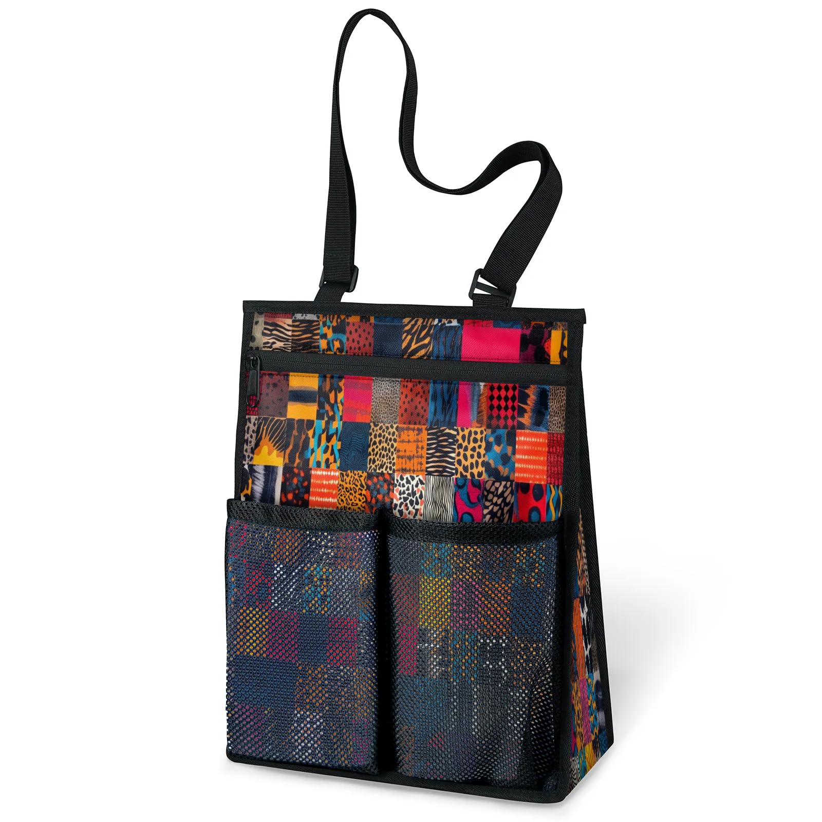 Ourtheme African Tribal Print Portable Shower Bag for Travel Gym Camp Beach Tote Shower Caddy Bags Hanging Toiletry