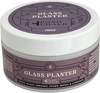 Posh Chalk PCTE012 Glass Plaster 110ml - Multiuse Layering Plaster - Transparent Glossy Finish - DIY Craft, Furniture + Upcycling - Glass, Metal, Ceramic, Stone, Wood + Fabric - UV Filter