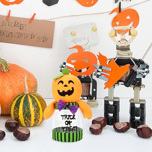 Miniatura 7 de Luxshiny Tarros de dulces de Halloween, tarros de galletas de plástico con tapa de muñeca de felpa, pequeño recipiente de almacenamiento de dulces