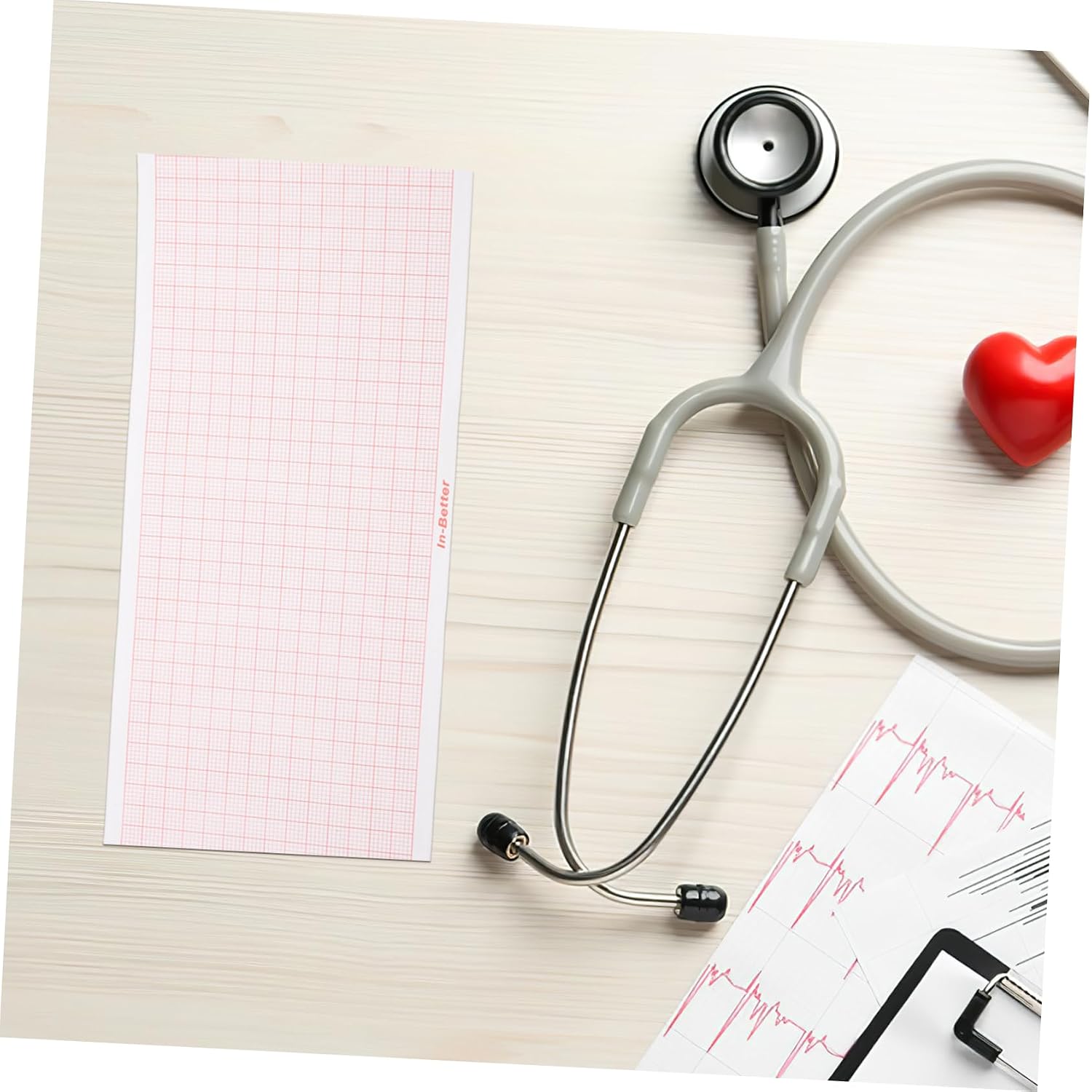 Blank Electrocardiogram Chart Paper for SE-3/300 100 Sheets Thermal Recording Pads for Cardiac Monitoring Easy to Cut and Tear Use