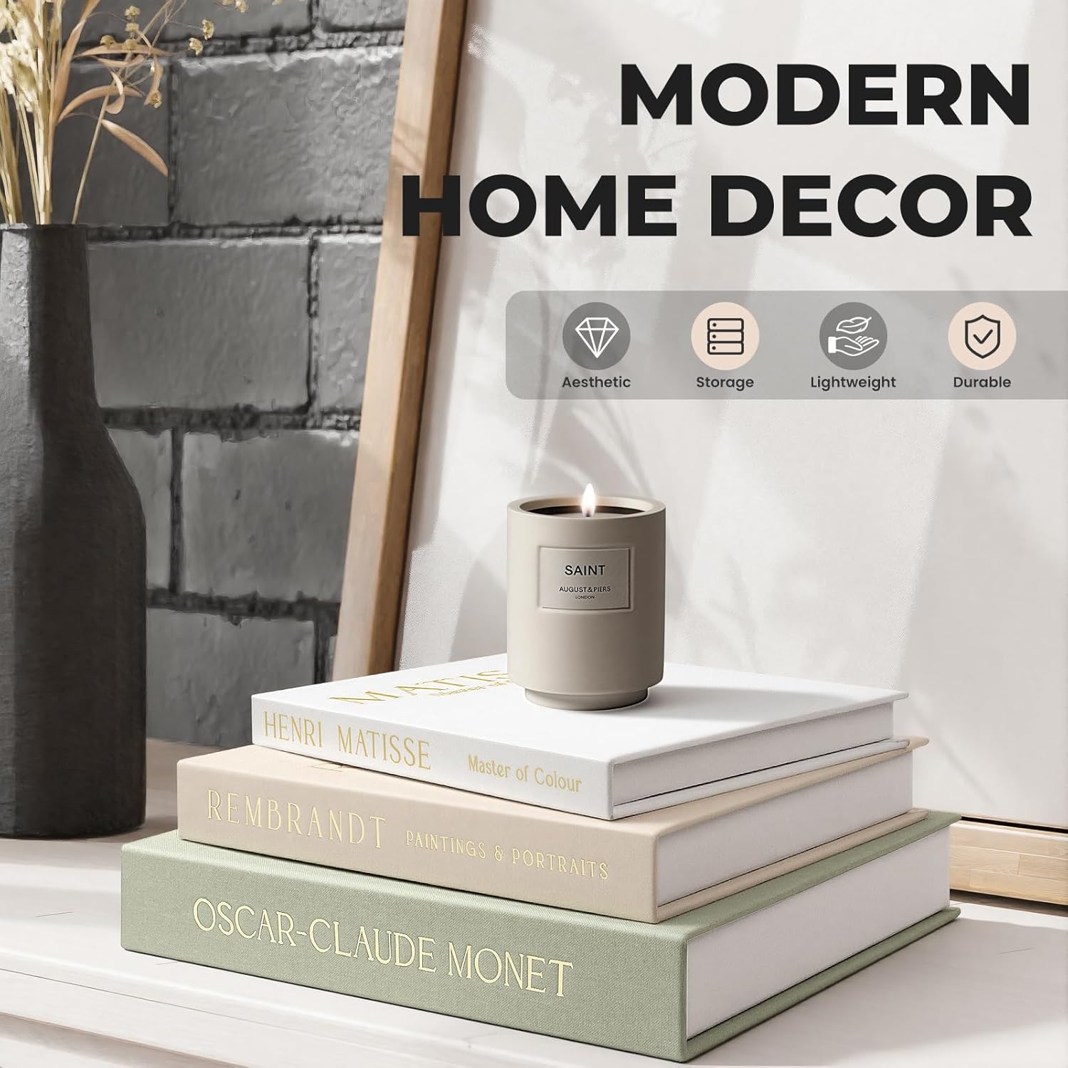 Decorative Books for Home Decor- 3Pcs Linen Decorative Boxes for Aesthetic Room Decoration, Modern Fake Book Storage Boxes for Coffee Table, Bookshelf or Mantle Decor, Sage