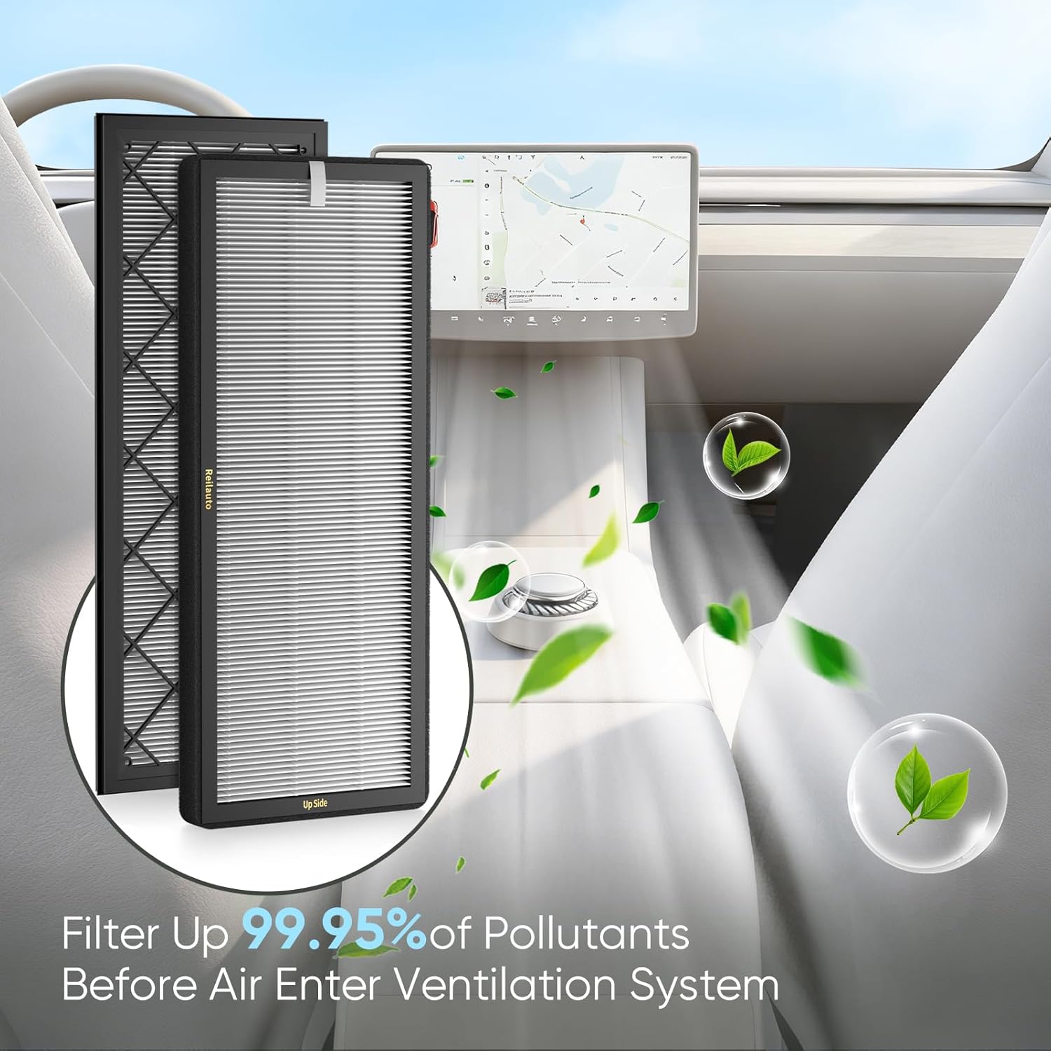 Tesla Model Y Frunk Air Filter Replacement, Front Trunk HEPA Air Intake Filter Kit with Activated Carbon for 2021-2025 Tesla Model Y Accessories, 4 Pack