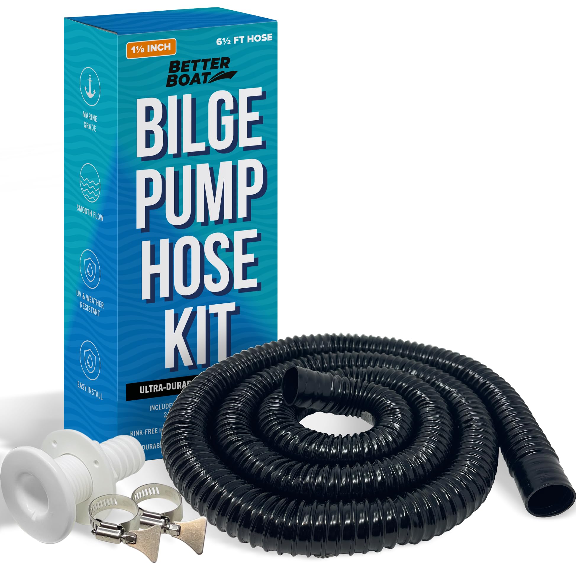 1-1/8 Inch Plastic Thru-Hull Bilge Pump And Aerator Hose Fitting For Boats - Foto 4
