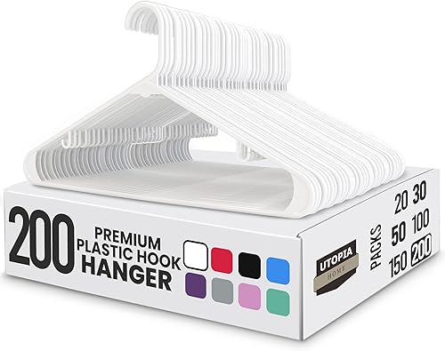 Vista 16 de Utopia Home Perchas de plástico, paquete de 50 unidades, perchas con ganchos, duraderas y ahorran espacio (gris)