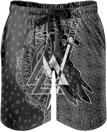 Costume da bagno da uomo con corvo vichingo, spada vichinga, comoda stampa  3D con fodera in rete, pantaloncini da nuoto, pantaloncini da corsa, con  coulisse regolabile, tasche bianche, 4XL : Amazon.it: Abbigliamento
